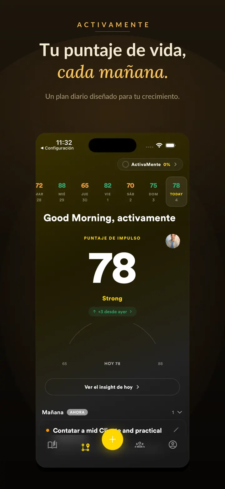 A screen from ActivaMente, built on Tribed.